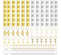 140 Pezzi Anelli Gioielli per capelli Clip Alluminio Dread Locks Capelli regolabili Cuffie perline Trecce accessori