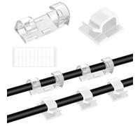 140 Pezzi Fermacavi Adesivi, Clip per Cavi Piccoli, Fermacavi Muro Multiuso, Ferma Cavi Adesivi con Cuscinetto Autoadesivo per Cable Management Interno e Esterno, Bianco e Trasparente