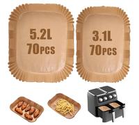 140 pezzi friggitrice ad aria calda per Philips Airfryer Dual Basket serie 3000 Airfryer carta da forno per Tefal EY9018 Dual Easy Fry 5,2/3,1 l, grande e piccolo 2 cassetti friggitrice, 70 pezzi + 70
