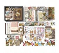 140 pezzi Kit di forniture per scrapbooking, kit di scrapbooking estetico vintage per diario a punti, cancelleria, quaderno a griglia A6, forniture per journaling artigianale, regalo artigianale per c