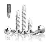 140 viti autofilettanti a testa svasata M4,8 x 38 mm, viti autofilettanti a testa svasata 410 in acciaio inox, viti autofilettanti con due punte PH1 per fissaggio lamiera