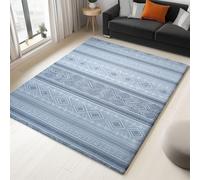 140 x 200 cm Bene Tappeti soggiorno, Grigio Tappeto lavabile a pelo corto per camera da letto, antiscivolo morbido Strisce Forme Geometriche Rombi Tappeto stampato per sala da pranzo