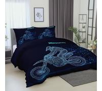 140 x 200 cmSet copripiumino 3 pezzi con 2 federa per cuscino, Astratto Particelle Movimento Motocicletta Motivo A Cerniera Lunga Durata- Viola Tessuto Morbido al Tatto Microfibra Anallergico