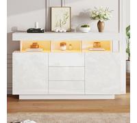 140 x 35 x 80 cm, credenza lucida, caffettiera bar, credenza acrilica, adatta per sala da pranzo, cucina, corridoio (bianco)