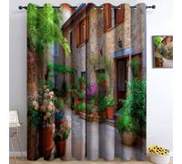 140L x 225A cm Tende per Interni Oscuranti Termiche con Occhielli - Set di 2 Tende con Stampa Natura Fiori Architettura Piante, Colore Isolanti dal Calore per Camera da Letto e Soggiorno