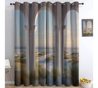 140L x 260A cm Tende per Interni Oscuranti Termiche con Occhielli - Set di 2 Tende con Stampa Bellissimi Pilastri Prateria Dune Di Sabbia, Crema Isolanti dal Calore per Camera da Letto e Soggiorno