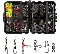 140pcs/scatola Kit di snap girevoli da pesca includono il cuscinetto a sfera girevole snap barile 3 vie triple connettore girevole clip perline da pesca set