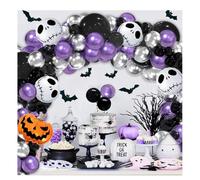 141 pezzi viola e nero teschio Halloween palloncino ghirlanda arco kit per decorazione feste, ideale per incubo prima di Natale, giorno dei morti, baby shower, viola, nero, bianco