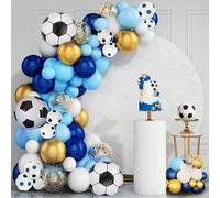 142 pezzi di decorazioni per arco, ghirlanda in colore blu e oro per festa a tema calcio, palloni da calcio e palloncini per festa a tema sportivo per uomini, decorazioni per festa a tema calcio Tagli