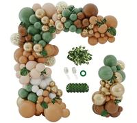 142 pezzi Kit arco di palloncini a ghirlanda con animali selvatici della foresta e giungla, palloncini verde salvia, marrone, bianco sabbia con foglie di palma, adatto per forniture di feste di comple