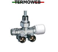 1437 Valvola MONO-BITUBO termostatizzabile sx a squadra 1/2 per termoarredo FAR