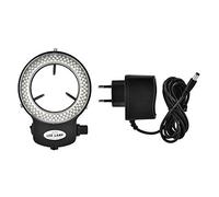 144 Anello Luminoso LED Regolabile Illuminatore Microscopio Anello Light con Adattatore per Microscopio Stereo & Macchina Fotografica. (Bianco/Nero)(nero)