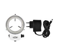 144 Anello Luminoso LED Regolabile Illuminatore Microscopio Anello Light con Adattatore per Microscopio Stereo & Macchina Fotografica. (Bianco/Nero)(bianco)
