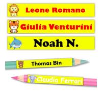 144 Etichette adesive personalizzate per penne matite e pennarelli, adesivi scolastici con nome anti smarrimento forniture scolastiche etichetta per asilo scuola materna (Giallo)