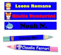 144 Etichette adesive personalizzate per penne matite e pennarelli, adesivi scolastici con nome anti smarrimento forniture scolastiche etichetta per asilo scuola materna (Blu)