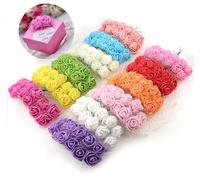 144 pezzi di mini teste di rose artificiali e gambi morbidi, rose minuscole in PE da 25 mm con garza per fai-da-te, per matrimoni, per fare fermagli per capelli da sposa, per decorare torte, per