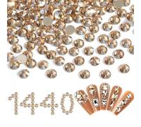 1440 Pezzi di Strass di Champagne con Retro Piatto, Pietre preziose Rotonde per Nail Art, Artigianato Fai da Te, Trucco Occhi, Decorazione Tazze, Shades of Go-SS12-1440 Pezzi