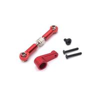 144001 144002 144010 124007 124016 124017 124018 124019 Corna del braccio servo in metallo e set di asta di collegamento compatibili con parti di aggiornamento dello sterzo delle auto RC(Red)