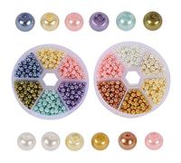 1440pz Perle Imitazione Kit di Vetro di Perla Rotonda Perline Sfuse, Perline Per Braccialetti, Perle Imitazione Rotondo, Set di perline da 4 mm, Perline di Pietra Naturale Bigiotteria Fai Da Te