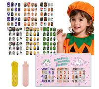 144Pcs Bambini Premere sulle Unghie Bambini Ragazze Premere su Unghie Finte Artificiali Corte Nessuna dissolvenza Stabile Attaccare Rapidamente su Carino Pre Colla Completa Kit (Stile Halloween)