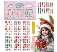 144Pcs Bambini Premere sulle Unghie Bambini Ragazze Premere su Unghie Finte Artificiali Corte Nessuna dissolvenza Stabile Attaccare Rapidamente su Carino Pre Colla Completa Kit (Stile natalizio)