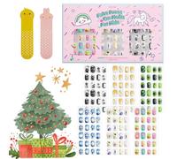 144Pcs Bambini Premere sulle Unghie Bambini Ragazze Premere su Unghie Finte Artificiali Corte Nessuna dissolvenza Stabile Attaccare Rapidamente su Carino Pre Colla Completa Kit (Gattino Gatto)