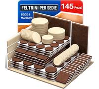 145 Pezzi Feltrini Adesivi per Sedie, Set Assortito, Diverse Dimensioni, Antigraffio e Silenziosi, Forte Adesione, Marrone e Beige