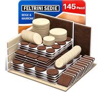 145 Pezzi Feltrini Sedie Adesivi in Feltro - Gommini per Sedie - Antigraffio e Silenziosi - Marrone e Beige