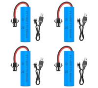 14500 Batteria Agli ioni di Litio 3.7v, TGKYK 4 pezzi batteria litio 3.7v con 4 caricatori USB SM-2P Plug, 800 mAh Batterie Ricaricabili per Auto RC, Carri Armati, Passeggini, Barche, Robot