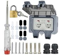 146 German Style Waterproof Socket Box with Switch Indicator Light Outdoor Weatherproof Charging Wall Mount Socket