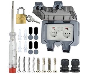 146 German Style Waterproof Socket Box with Switch Indicator Light Outdoor Weatherproof Charging Wall Mount Socket