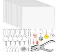 146 Pezzi Calore Restringimento Plastica Foglio Shrinky Arte Kit 20 Portachiavi
