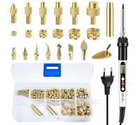 147pcs 80W LED Soldering Tip Set,Adjustable Temperature Soldering Iron with 6+6 Soldering Tips, 130Thread Inserts M2 M3 M4 M5 M6 M8,8PCS Soldering Tips for Embossing, Carving