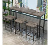 148 cm, tavolo da pranzo da cucina, design moderno, tavolo da pranzo lungo, set con 3 utensili, 148 cm, design moderno, tavolo da pranzo facile da montare, set da pranzo lungo con 3 sgabelli (marrone