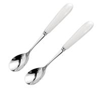 14CM Cucchiaino da Caffè in Porcellana Bianca MEIYAHOME - Puro Stile Italiano Eleganza e Pratico SUS304 in Acciaio Inox 18/10 - Design Moderno e Bilanciato Maniglia di ceramica cucchiaio dessert (2)