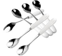 14CM Cucchiaino da Caffè in Porcellana Bianca MEIYAHOME - Puro Stile Italiano Eleganza e Pratico SUS304 in Acciaio Inox 18/10 - Design Moderno e Bilanciato Maniglia di ceramica cucchiaio dessert (6)