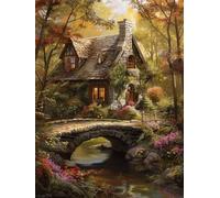 14CT Kit Punto Croce Prestampato Kit Punto Croce Stampato Cottage Colorato In Campagna Kit Punto Croce Paesaggi Forestali Kit Per Iniziare Ricamo Per Principianti Decorazione Domestica Fai 40x50cm