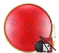14in 15 Notes Drum Tongue In Acciaio, D Tank Tank Tamburo Manuale, Per Yoga, Meditazione, Musicoterapia, Con Mazze, Borsa Da Trasporto, Libro Tutorial, Con Decorazione A Corda (Color : Red)