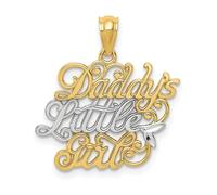 14k Bicolore Oro Bambini Daddy's Little Girl Ciondolo 22mm x 21mm