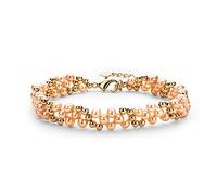 14K Filled Multi Layered 4 5mm Natural Freshwater Oval Pearl Twisted Fashion Women Bangle Jewelry Pink Oval Pearl