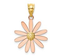 14K Giallo E Oro Rosa Bicolore Lucidato Margherita Pendente Ciondolo