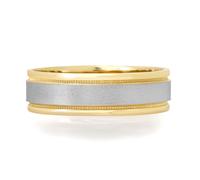 14K Giallo Oro Bianco Matrimonio Fascia 6MM Misura Anello 10 Raso Finitura Con 2