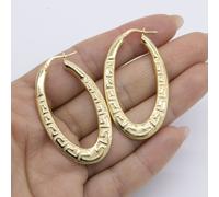 14K Giallo Placcata Oro Argento 2 " Graduato Ovale Greco Chiave Design Orecchini