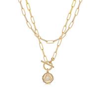 14K Gold Plated Retro Triangle Dainty Long Evil Eye Necklaces for Women Jewelry Gifts