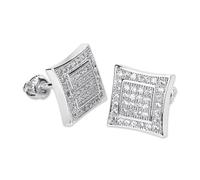 14K Gold Square Set densamente orecchini moissaniti, orecchini a faccia larga in stile hip-hop, un regalo audace per gli appassionati di moda urbana, Padders Day