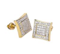 14K Gold Square Set densamente orecchini moissaniti, orecchini a faccia larga in stile hip-hop, un regalo audace per gli appassionati di moda urbana, Padders Day