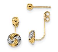 14k Massiccio Bicolore Oro Nodo D'Amore Design Orecchini a Bottone Regalo