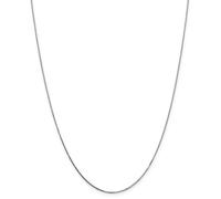14k Oro Bianco 0.70mm Solido Tinta Unita Anello Quadrato Catena Con / a Molla
