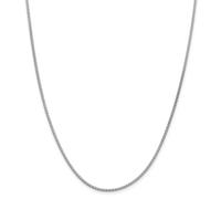 14k Oro Bianco 1.8mm Solido Tinta Unita Piatto Grano Catena Con / Gancio 40.6cm