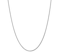 14k Oro Bianco 1mm Solido Diamante Taglio Spiga Catena Con / Molla Anello 40.6cm